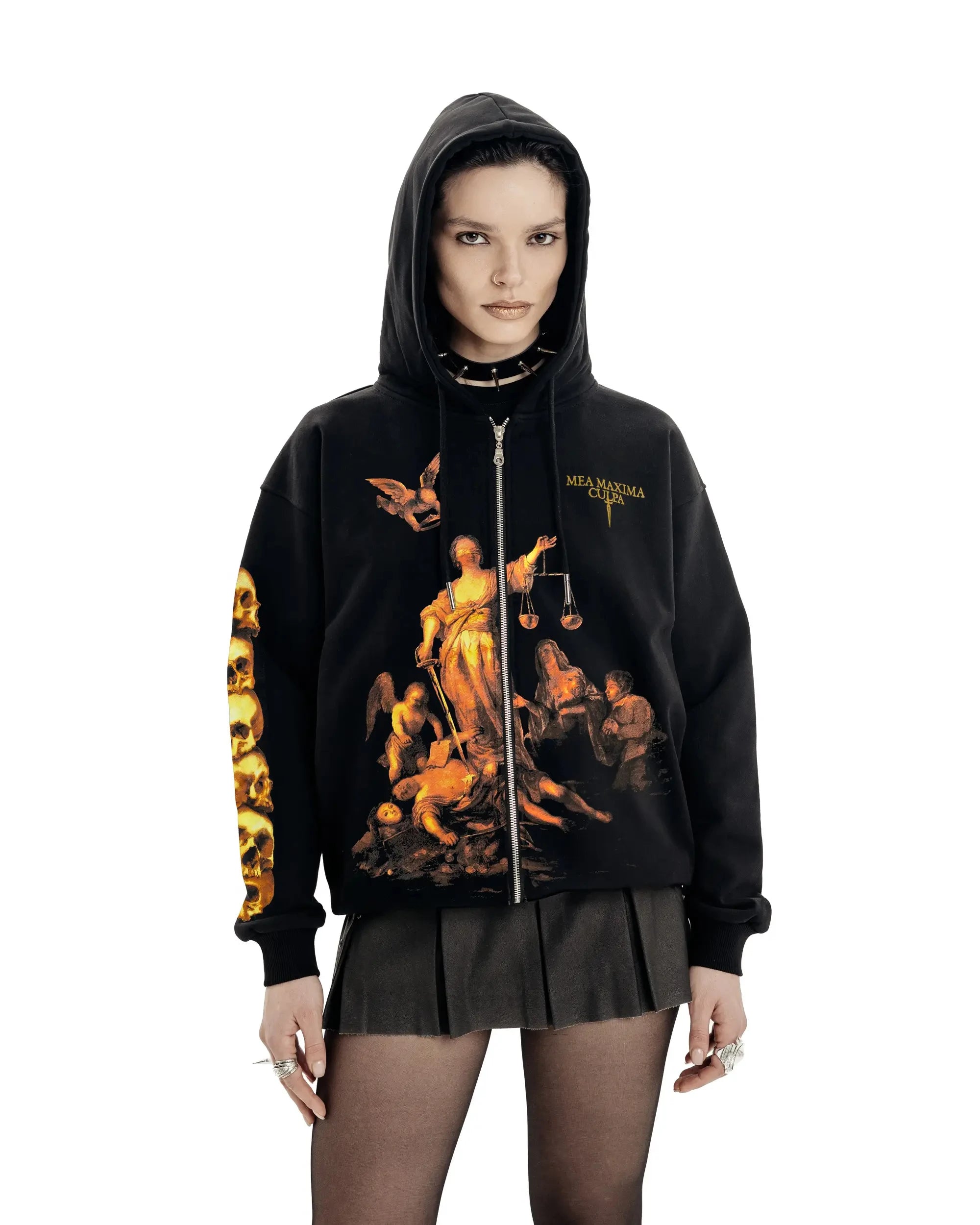 Y2K Retro Hoodie Men Printed justice Print Pullover Sweatshirt Harajuku Hip Hop Streetwear Oversized Jacket Unisex Zipper Hoodie