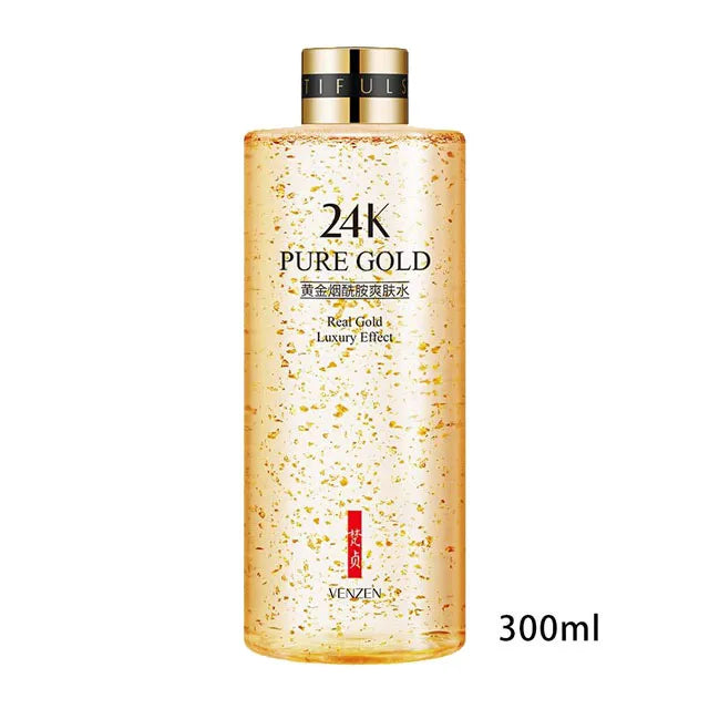 24K Gold Nicotinamide Face Toner Moisturize Oil Control Shrink Pores Anti Aging Fade Fine Lines Brighten Tone Skin Care 300ml