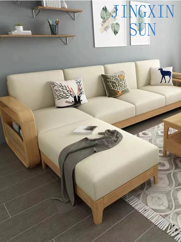 Furniture Nordic Solid WooWooden Living Room Simple sehold Turning Divan Small Apartment