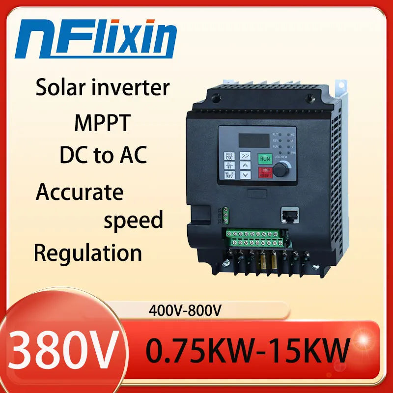 Solar VFD Frequency Inverter 0.75KW/1.5KW/2.2KW/4KW/5.5KW/7.5KW/11KW/15KW  380V For Motor Frequency Converter Adjustable Speed