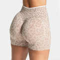 High Waist Leopard  Print  Sculpt Scrunch Shorts for Women Quick-Drying Sexy Peach Yoga PantsFitness Three-Point Design