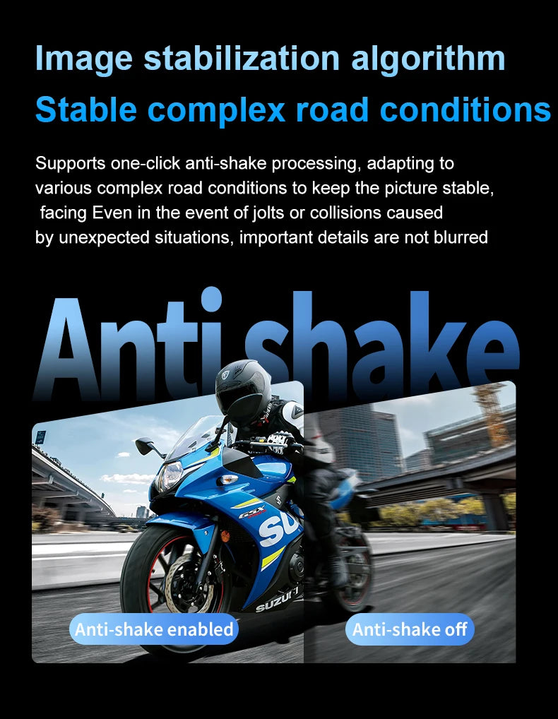 Dual 1080P UHD Wireless Motorcycle DVR Full Body 30FPS Waterproof Moto Dash Wifi GPS Cam Front Rear 150° Driving Video Recorder