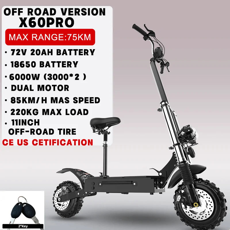 Single/Dual Motor Electric Scooter for Adults Max Speed 85km/h 500-6000W 30-100KM Range Foldable E-Scooter 10inch 11inch Tire