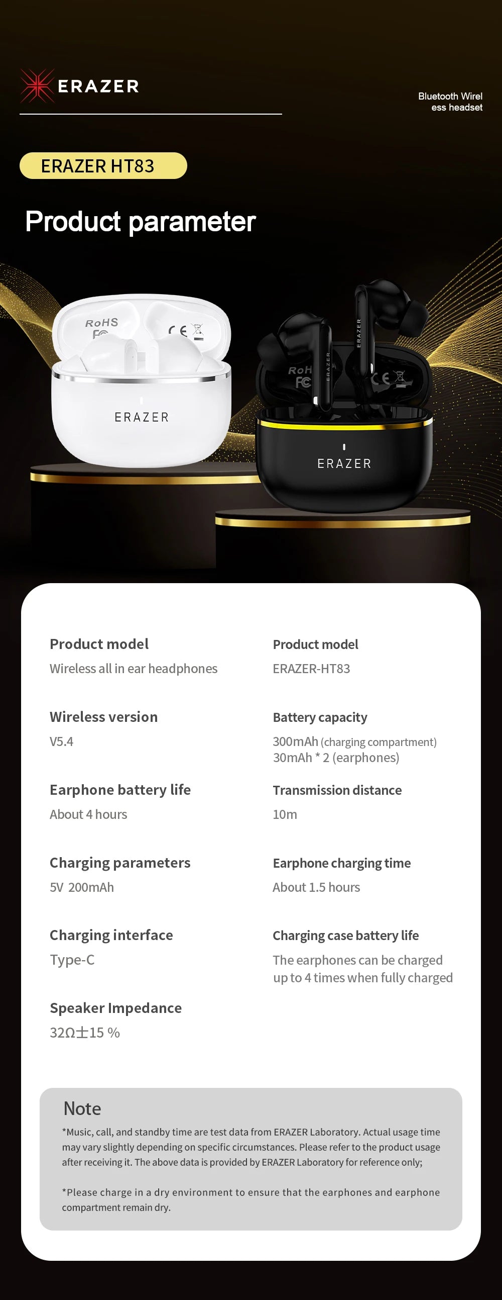 Lenovo True Wireless Bluetooth Earphone In-ear Earbuds HIFI Stereo for Sports BT 5.4 Noise Reduction Mini Headphone HT83