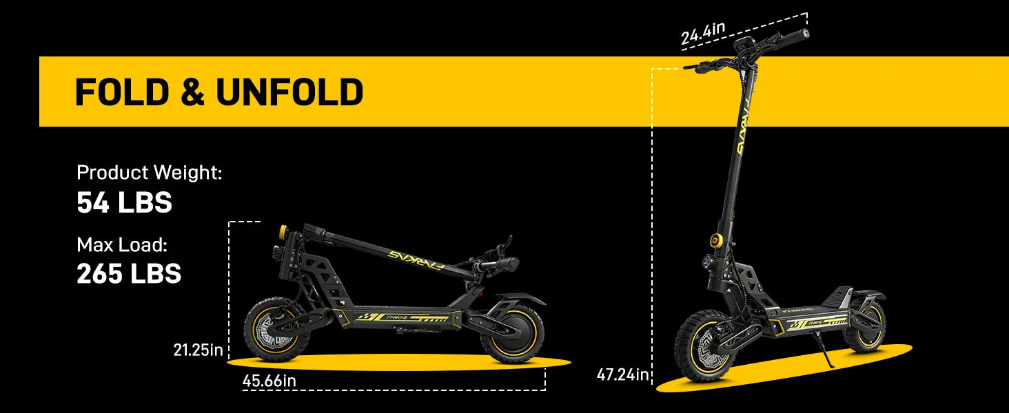 1200W Motor Foldable Adult Electric Scooter 48V 13AH Battery 30MPH Max Speed 10 Inch Off-Road Tires E-Scooter 35-45KM
