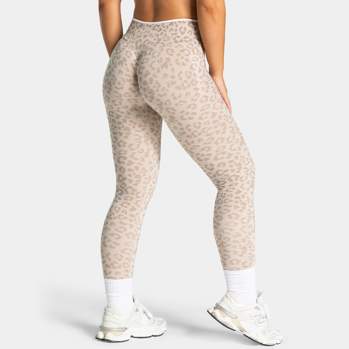 Women's Contrast Color Leopard Print Yoga Pants High Waist Elastic Hip Lifting Quick Dry Breathable Sports Trousers For Gym Runn