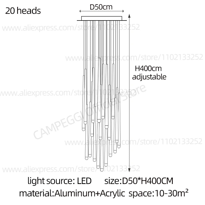 Modern LED Living Room Long Pendent Lamp Attic Light Indoor Lighting Villa Staircase Chandelier Dining Room Ceiling Lamp