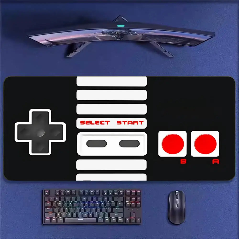 Super Retro Game Controller Mouse Pad Tapetes de Mesa Teclado, Borracha Kawai, Tapete de Mesa Antiderrapante, XXL90x40cm
