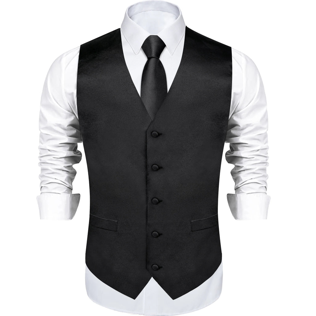 Satin Men's Solid Blue Suit Vest with Tie Handkerchief Cufflinks Business Formal Waistcoat Wedding Prom Men Sleeveless Jacket