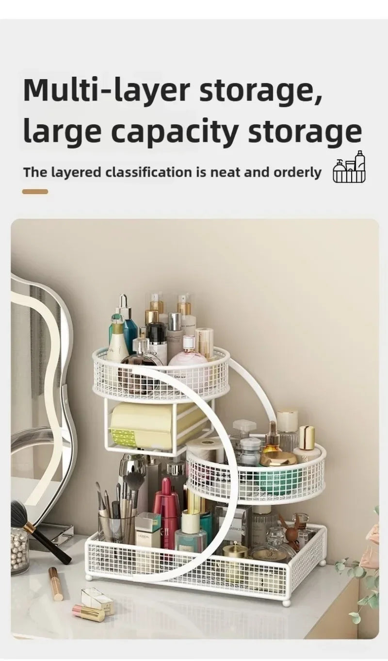 1PC Makeup Storage Rack Cosmetic Organizer Metal Organizing Box Multi-layer Skincare Lightweight No-Installation Home Storage