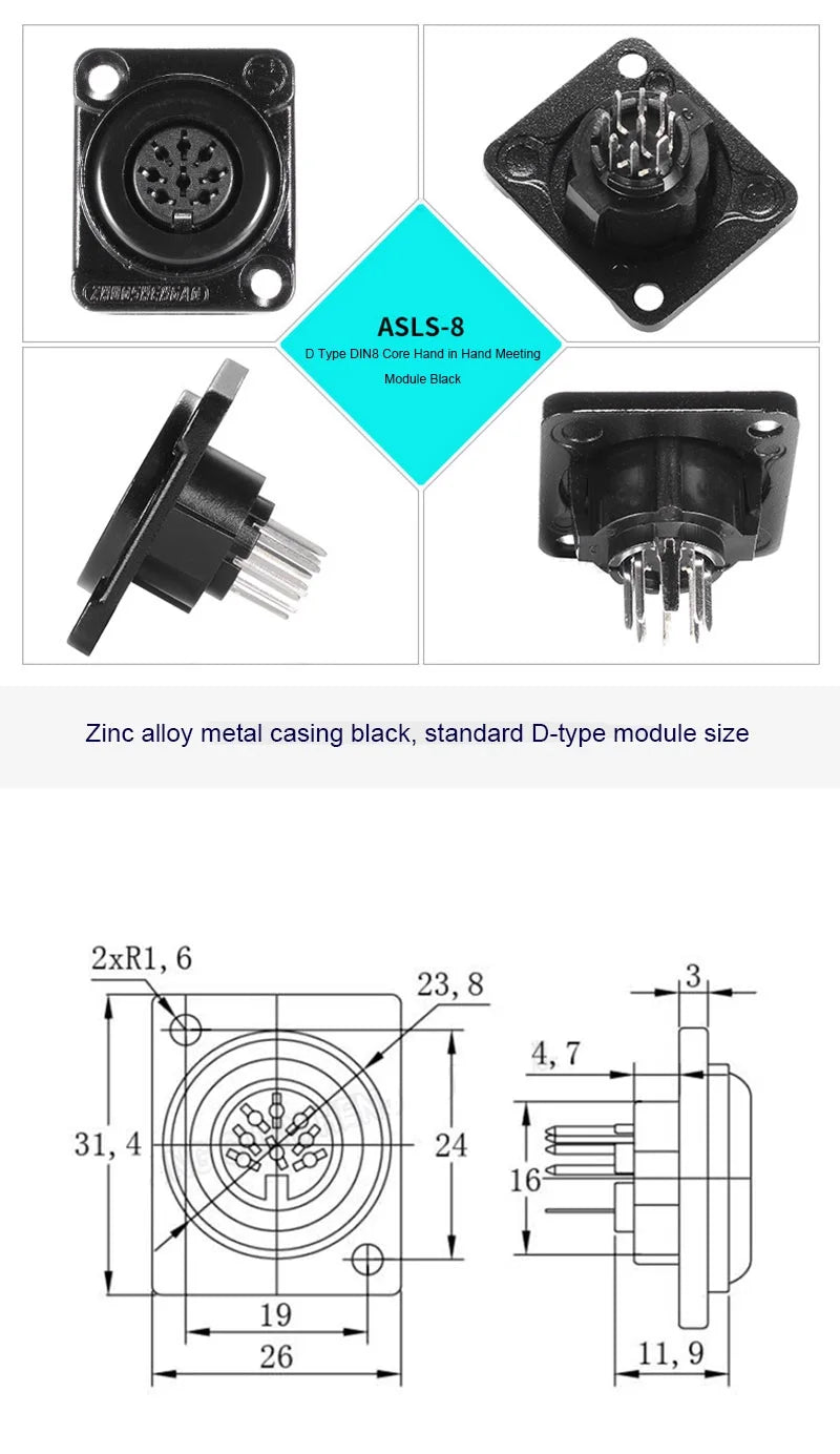 D-type Multifunctional Data Module 86 Panel audio video socket XLR VGA BNC RJ45 RJ11 Jack 3.5/6.35 RCA USB3.0 TypeC Connector