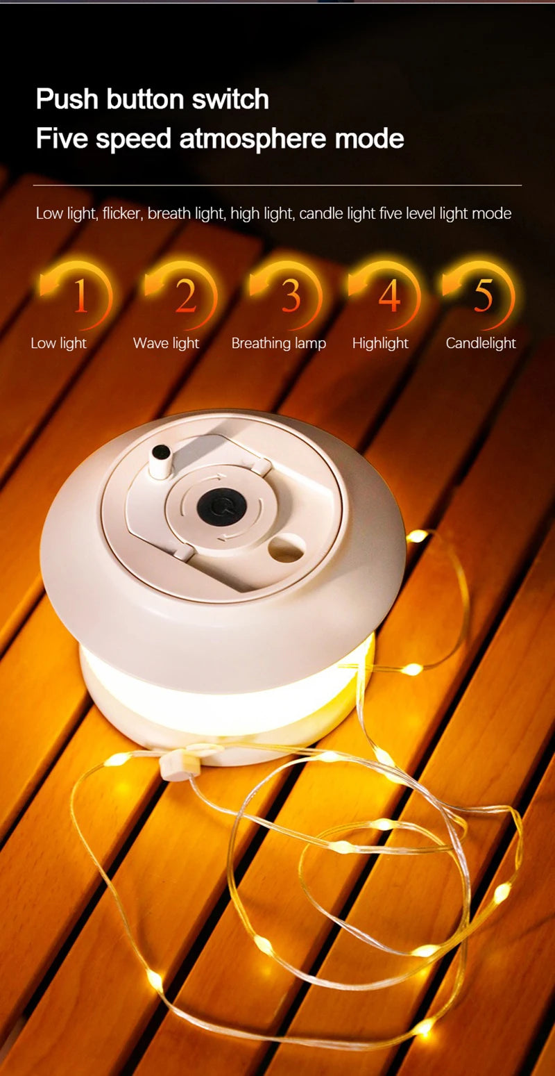 Outdoor Camping Light Star River Tape Measure Camping Atmosphere Light Waterproof Portable String Light Camping Tent Light