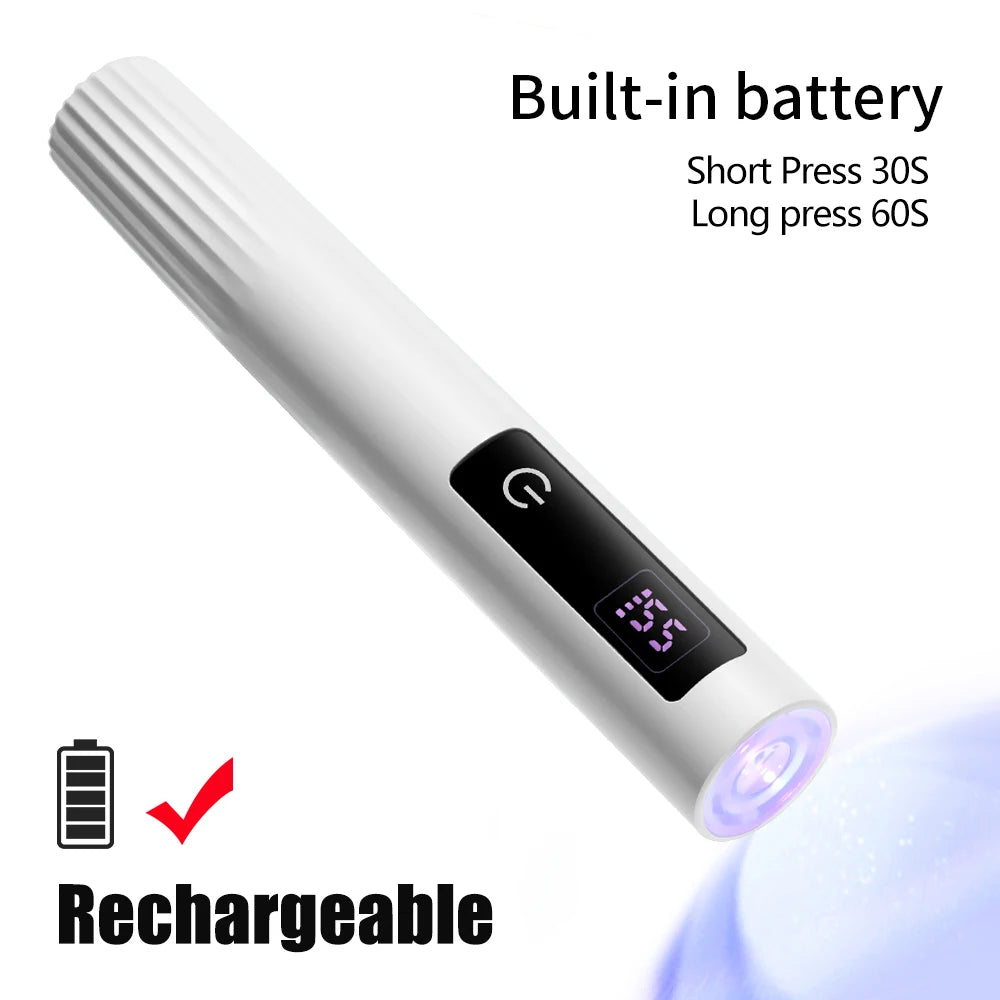 Mini UV Light Cure Nails Lamp with Stand Handheld UV Light with Display for Gel Nail Rechargeable USB Nail Dryer for Fast Curing