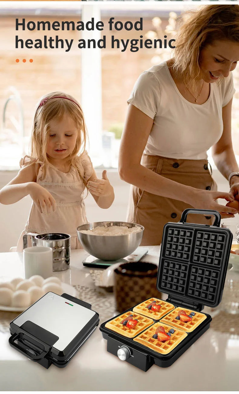 Household Four Pieces Waffle Iron Multifunctional Sandwich Maker Electric Crepe Grill Breakfast Kitchen Equipment