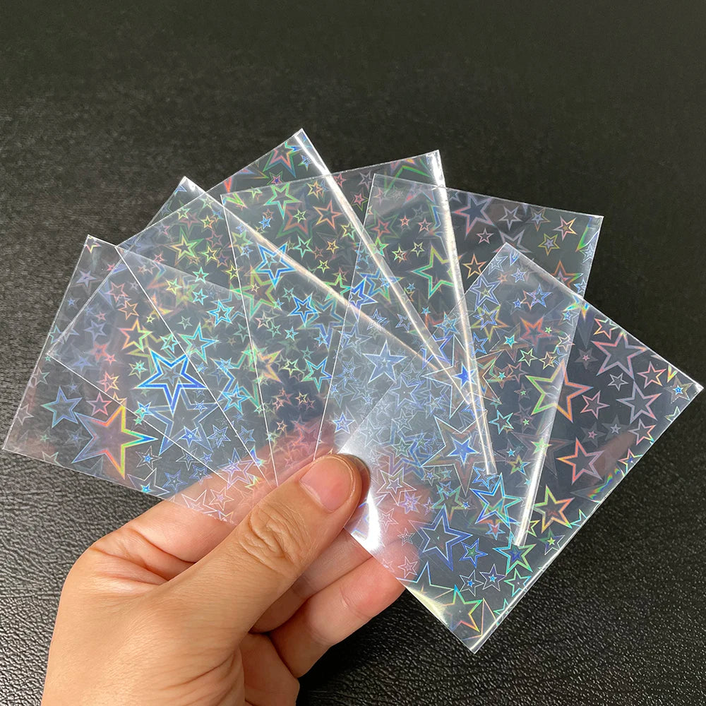 100pcs Board Game Card Sleeves Sweet Heart Foil Transparent Laser Clear YGO PKM Photo Kpop Protector Trading Cards Shield Cover