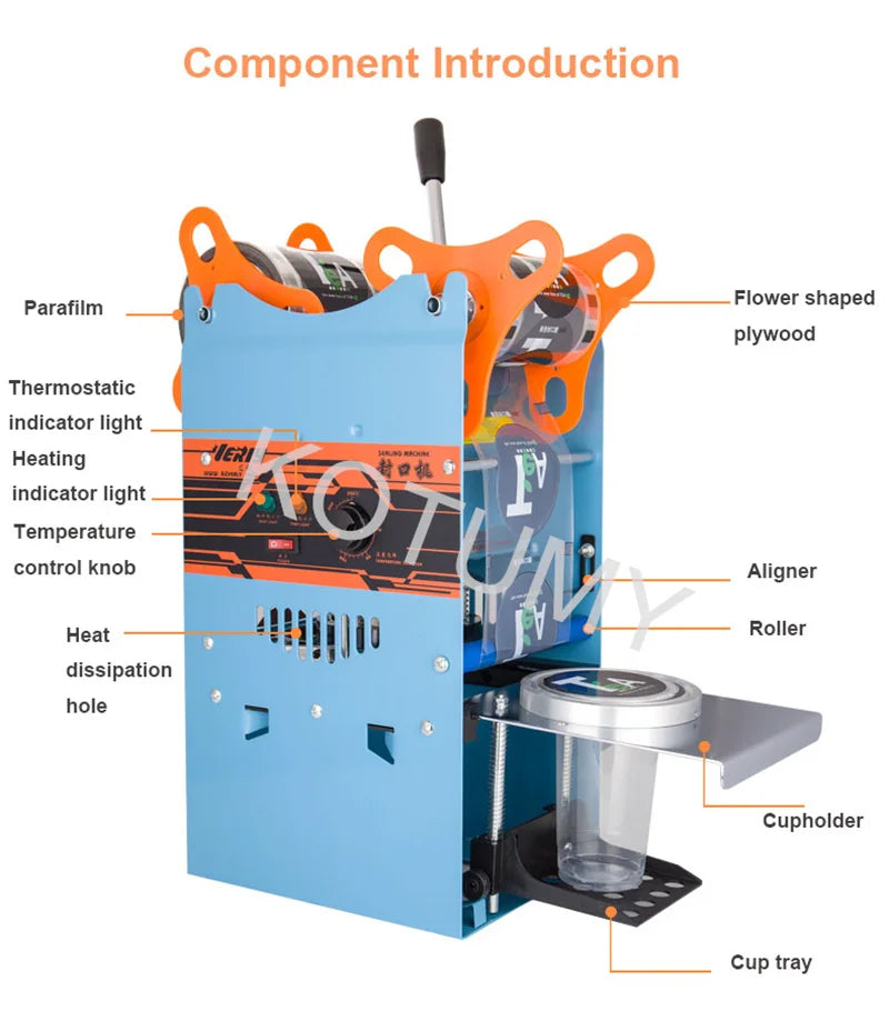 95MM Commercial Cup Sealing Machine Manual Pressure Sealing Machine Beverage Cup Sealer Milk Tea Seal Machine Boba Tea Machine