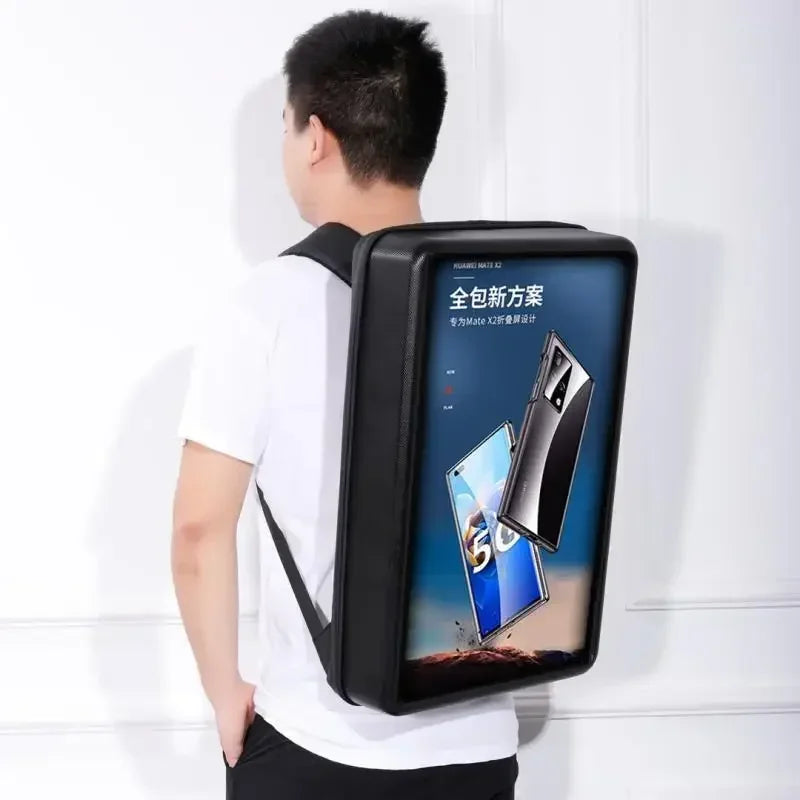 21.5 inch LCD high definition screen intelligent outdoor mobile portable waterproof, backpack advertising machine