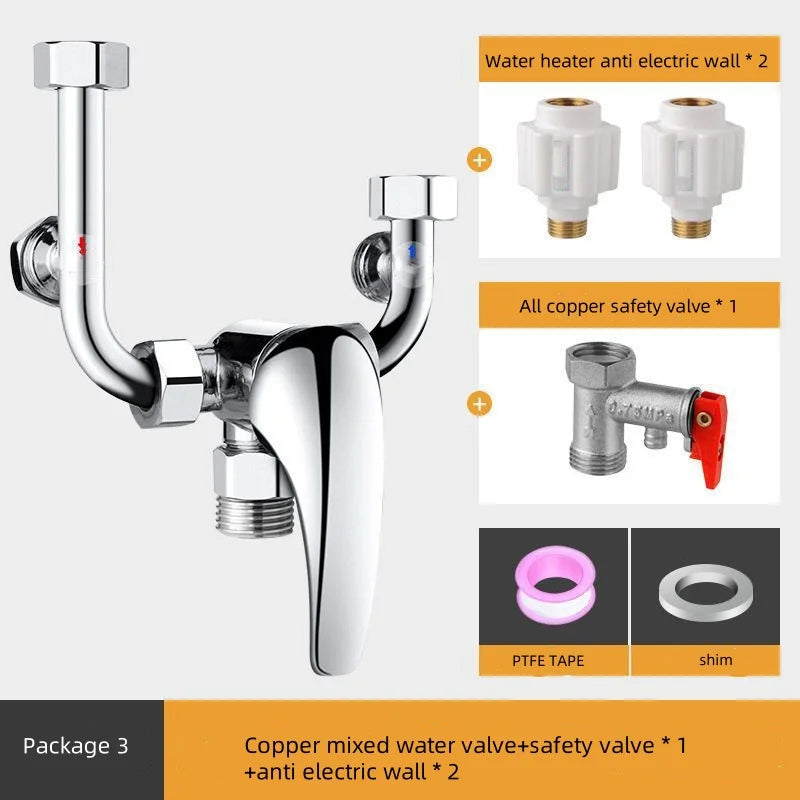 Stainless Steel Water Heater Mixing Valve Open Installation Hot and Cold Shower Switch U-type Valve 304 Mixing Valve