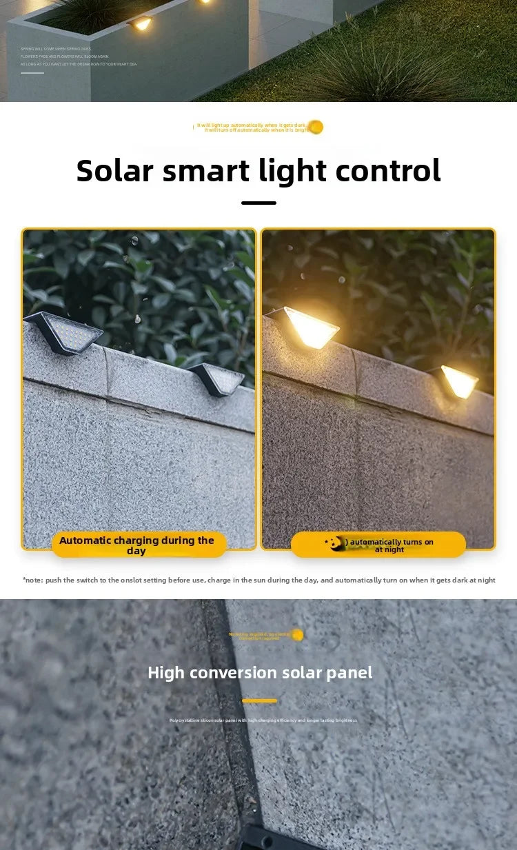 Outdoor Solar Stair Lights  12LM Auto Dimming Step Lamp  Driveway  Porch  Landscape  Easy Install No Wiring Needed
