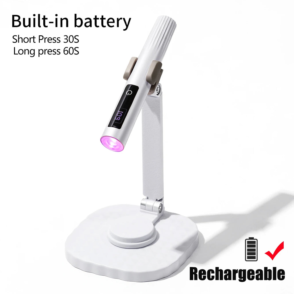 Mini UV Light Cure Nails Lamp with Stand Handheld UV Light with Display for Gel Nail Rechargeable USB Nail Dryer for Fast Curing