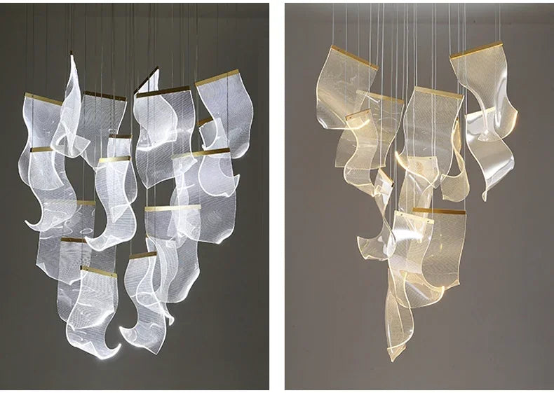 Modern LED Pendant Lights Living Dining Room Lighting Lustre Decor Chandelier Indoor Villa Duplex Stairs Hanging Lights Fixture