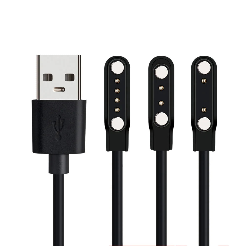 Universal 2Pin 4mm 7.62mm 4Pin Strong Magnetic Charge Cable USB Charging Line Cord Black White for Smart Watches