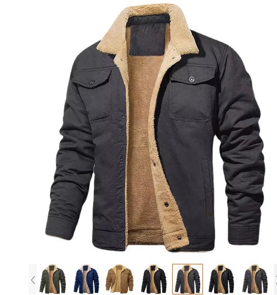 New in autumn and winter, men's jacket, velvet cotton tooling casual coat