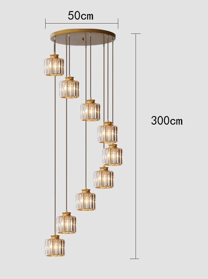 Staircase Pendant Lamp Modern Light Luxury Crystal Lamp Simple Living Room Lamp Duplex Hotel Lobby Interior Decoration Lighting
