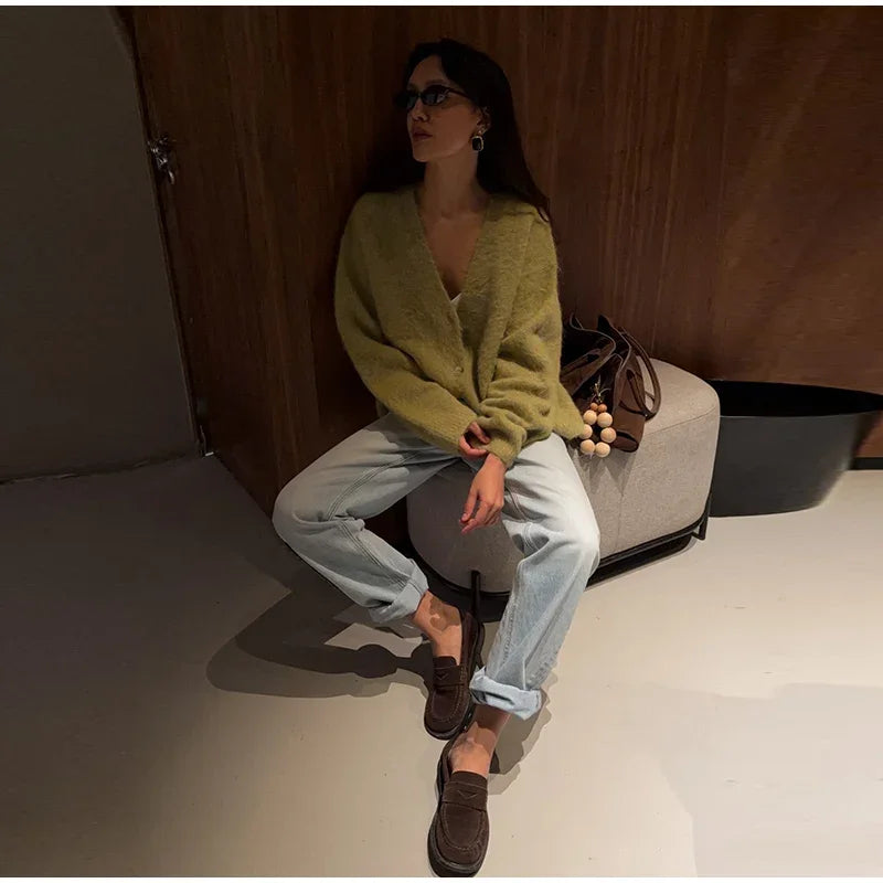 Casual Knitted Solid Cardigan Women Elegant Full Sleeve Single Breasted Sweater Female 2026 Autumn All-match Sweaters Lady