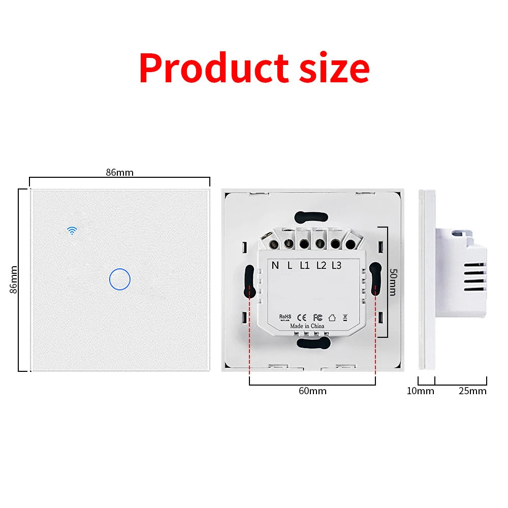 3way Wifi Switch 1/2/3gang Touch Light Switches With Tempered Glass Support Tuya Smart Life APP Voice Control For Stairs Bedroom