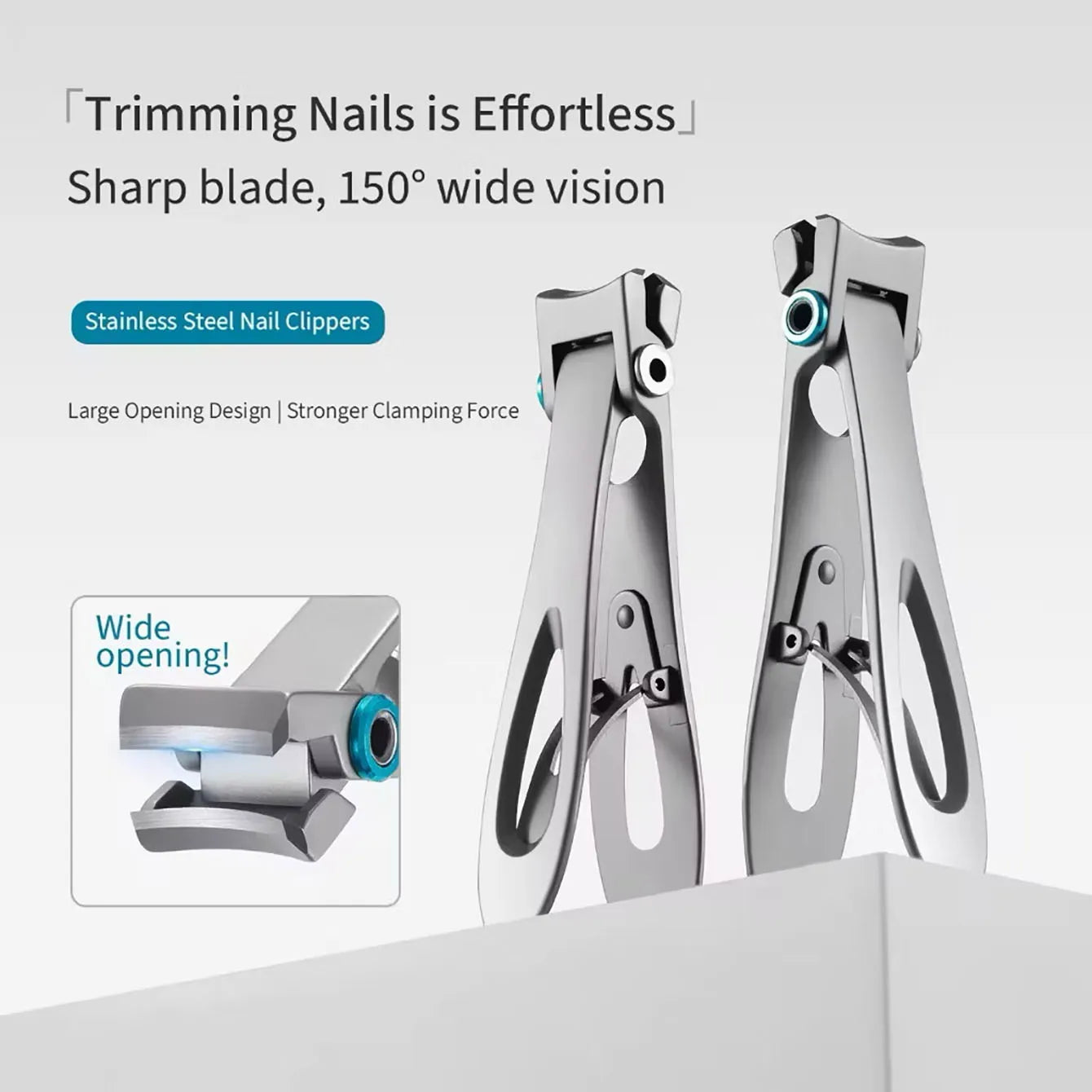 Nail clippers for thick nails easy to use stainless steel large opening anti-splash portable foldable specially designed