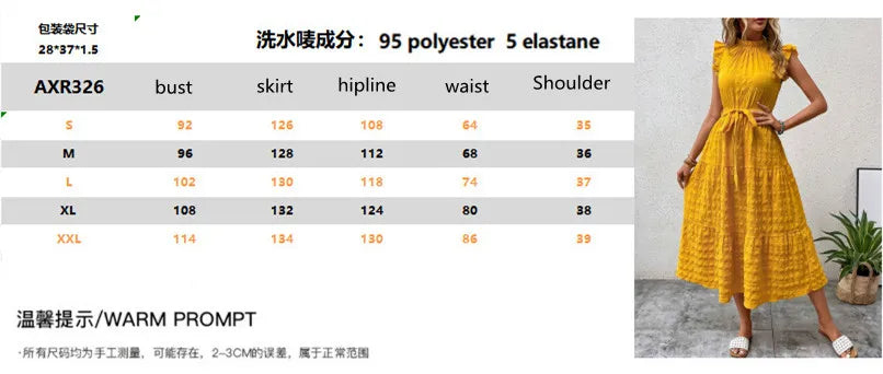 Elegant Women's Summer New Fashion Wooden Ear Edge Flying Sleeve Lace Up Texture Dress Purple  Sleeveless Lace Up Long Dresses
