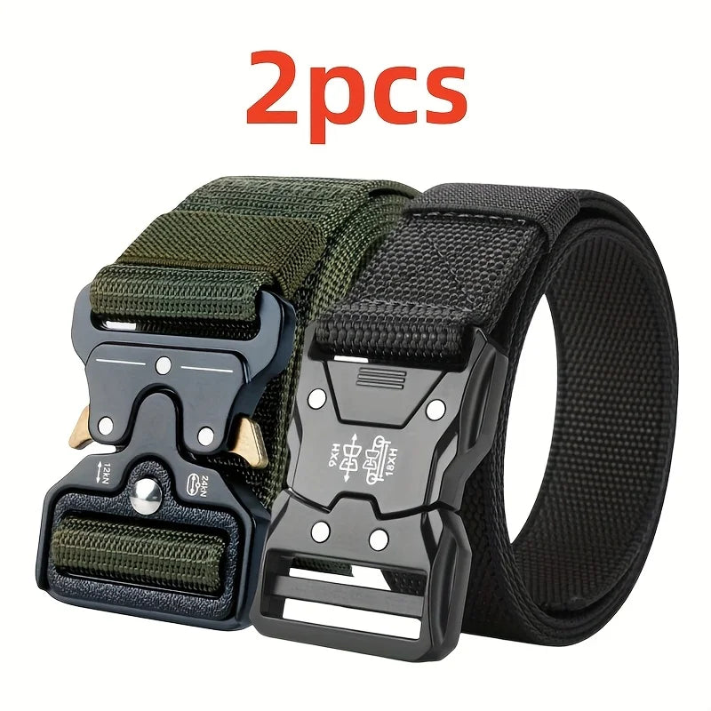 2 Men's Quick-Release Lock Buckle Belt - Outdoor Belt, Suitable for Camping, Jeans, and Casual Pants
