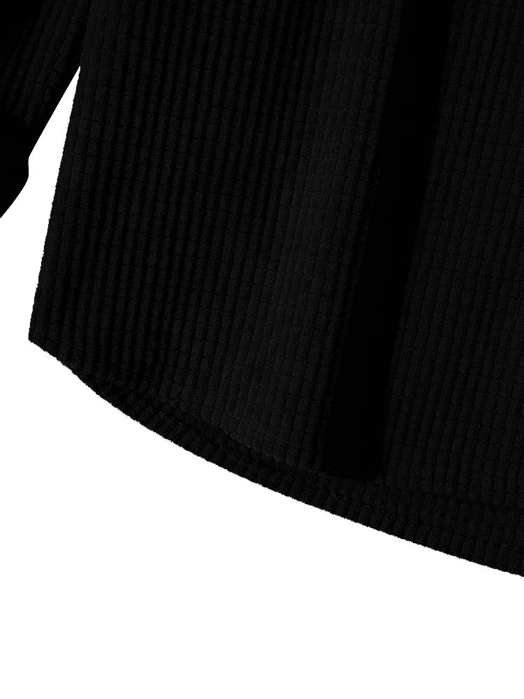 Spring Autumn Patchwork Thick Hooded Shirt Men Waffle Long sleeved Hoodie Fashion Casual Loose Sweatshirt Tops Oversized Shirts