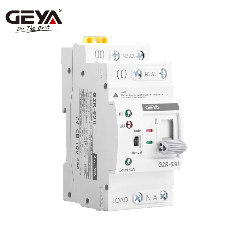 GEYA G2R Automatic Transfer Switch Din Rail Mini Type ATS Electric Switch Manual Transfer Switch 220V 2P 63A
