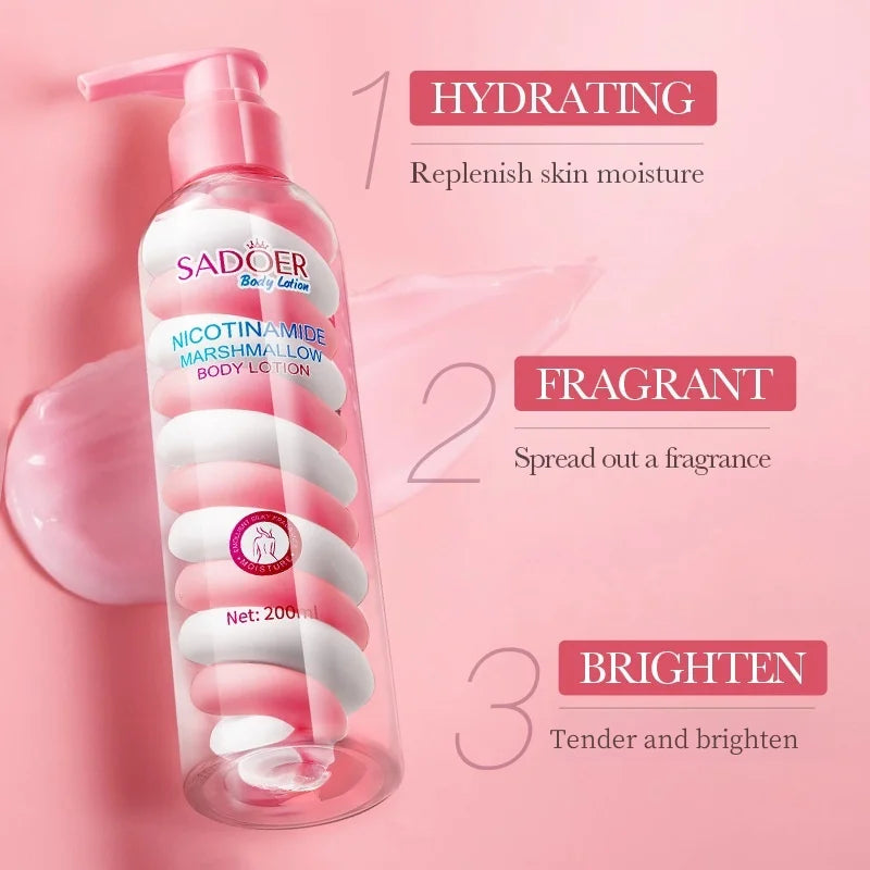 1 Bottle of 200ml Niacinamide Marshmallow Body Lotion, Suitable for All Light Beige Skin Tones, Deep Moisturizing Formula, Non-Greasy Moisturizing Cream with a Frankincense Scent, Ideal as a Holiday Gift, Suitable for Both Me