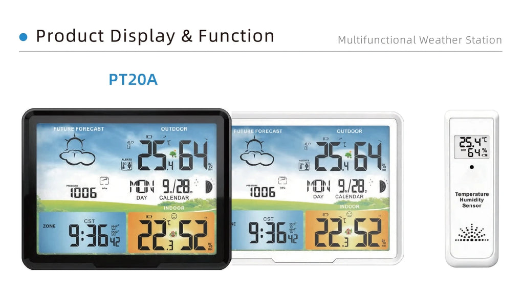 FABISENSE Wireless Weather Station with Indoor Outdoor Sensor Thermometer Hygrometer, Forecast Barometer Moon Phase, USB Powered