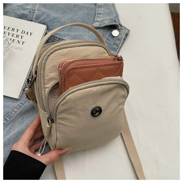 Casual Oxford Fabric Mobile Phone Bag Women's Crossbody Bag Lightweight Trendy Single Shoulder Canvas Bag for Walking