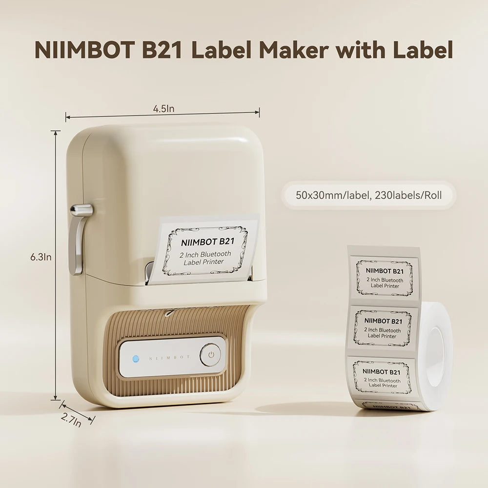 NIIMBOT B21/B1 Portable Thermal Printer 1500mAh Wireless Sticker Printer With Self-adhesive Labels For Barcode Clothing Jewelry
