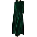 Women Fall Dress Solid Color Loose Long Sleeves Button Maxi Dress Keep Warm Velvet Mom Spring Dress Women Clothes