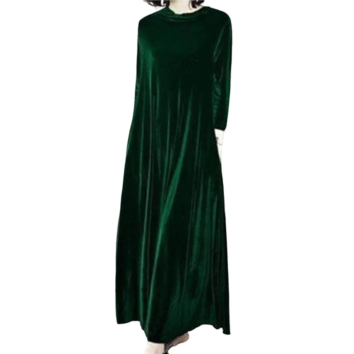 Women Fall Dress Solid Color Loose Long Sleeves Button Maxi Dress Keep Warm Velvet Mom Spring Dress Women Clothes
