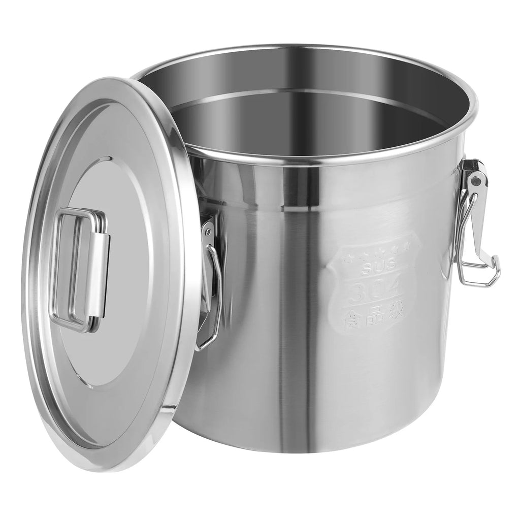 Bymaocar 12L 304 Stainless Steel Cereal Container Metal Kitchen Rice Oil Storage Bucket Airtight Durable, Corrosion Resistant