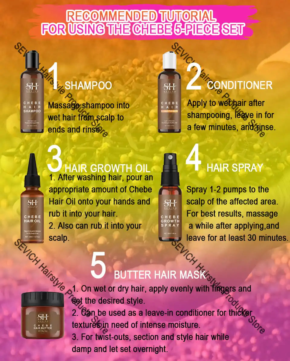 100% Chebe Powder From Chad Africa Women Traction Alopecia Treatment Oil Men Fast Hair Growth Spray Hair Loss Treatment Sevich
