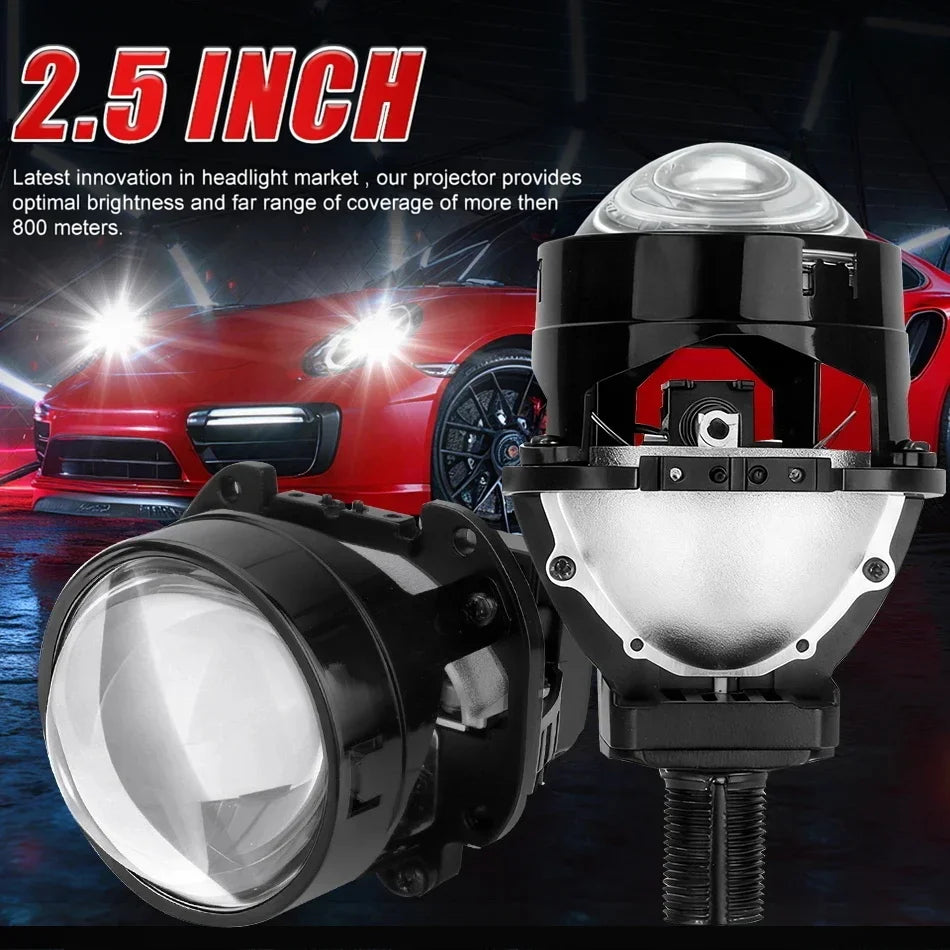 2.5 Inch Bi Led Projector Lens Led Light For H4 H7 9005 9006 Car Headlight Bulbs High Low Beam 6000K Diodes 160W Turbo Auto Lamp