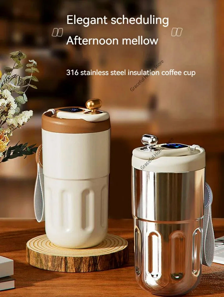 Stainless Steel Vacuum Cup Smart Thermos Bottle Water Digital LED Temperature Coffee Cup Office Cup Business Portable Mug