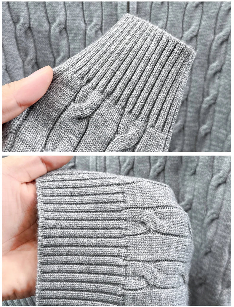 High end luxury brand zipper sweater men's designer new fashion classic Paul Pony embroidery winter warm plush knitted pullover
