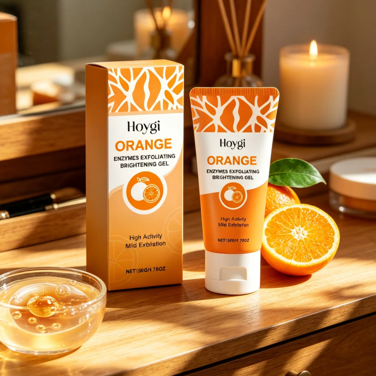 Hoygi Enzymes Exfoliating Brightening Gel Orange Oil Control Dead Skin Remove Unclog Pores Gentle Formula Facial Cleansing Gel