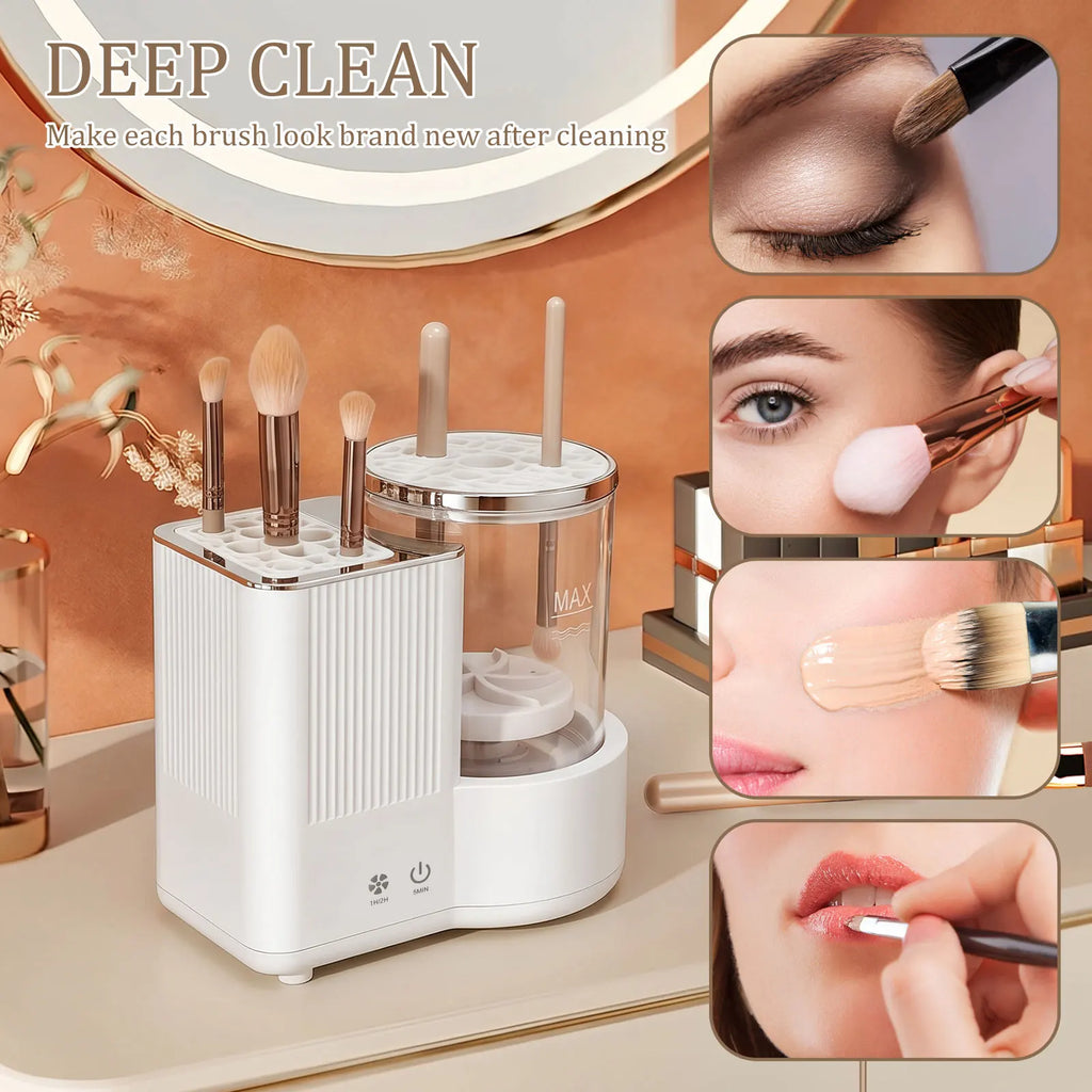3 IN 1 Electric Makeup Brush Cleaner Machine Makeup Brush Automatic Cleaner Dryer Tool for All Size Beauty Brushes Fast Drying