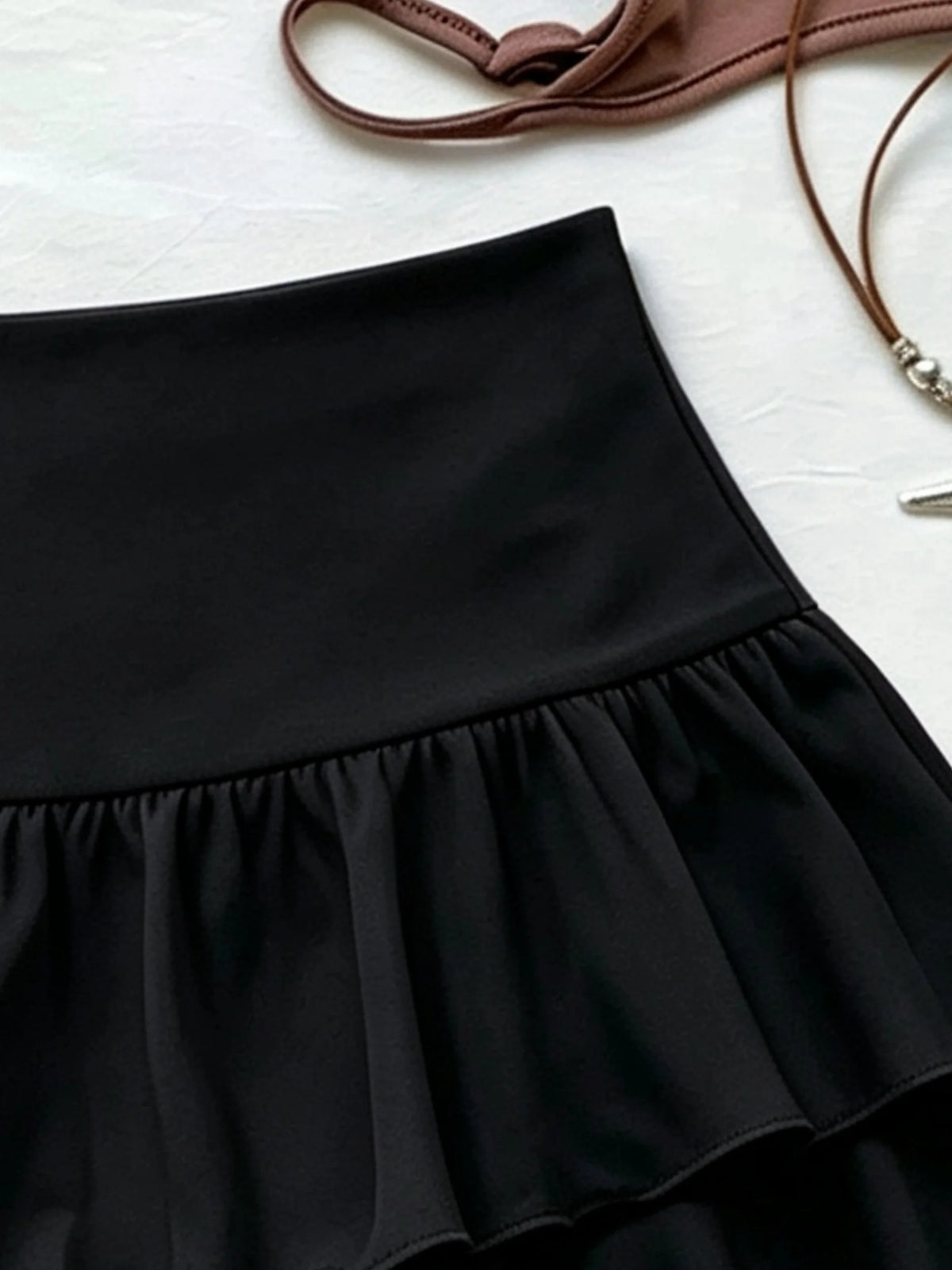 Women High Waist Ruffle Layered Mini Skirt Double Layer Tiered Short Skirt Y2K Sexy Sweet Casual Vacation Party Basic Skirt