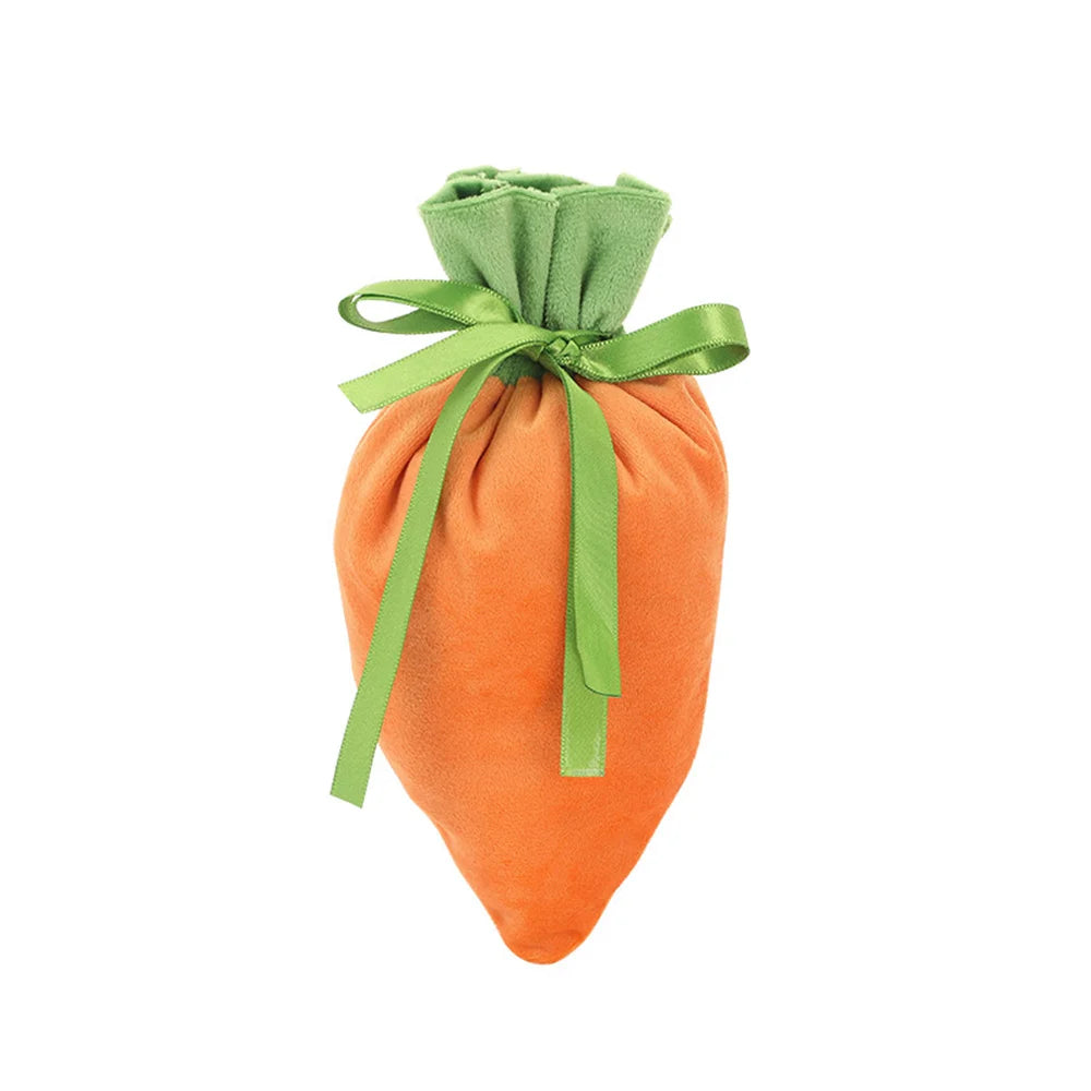 1Pc/10Pcs Easter Carrot Gift Bags Velvet Carrot Drawstring Bags Easter Candy Cookie Packaging for Kids Easter Decoration 2026